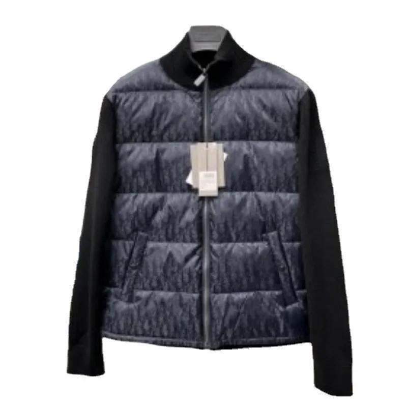 여성용 양모 니트 다운 재킷, 90% 화이트 덕 다운 패치워크 카디건, 견장, 남성 더블 지퍼 코트, 겨울 패션